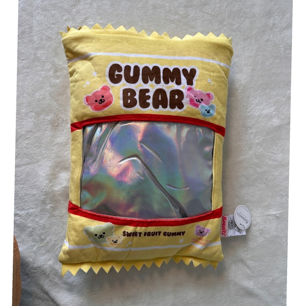 Bewaltz Gummy Bear Gift Bag Plush Pillow Holographic Sweet Fruit Gummy